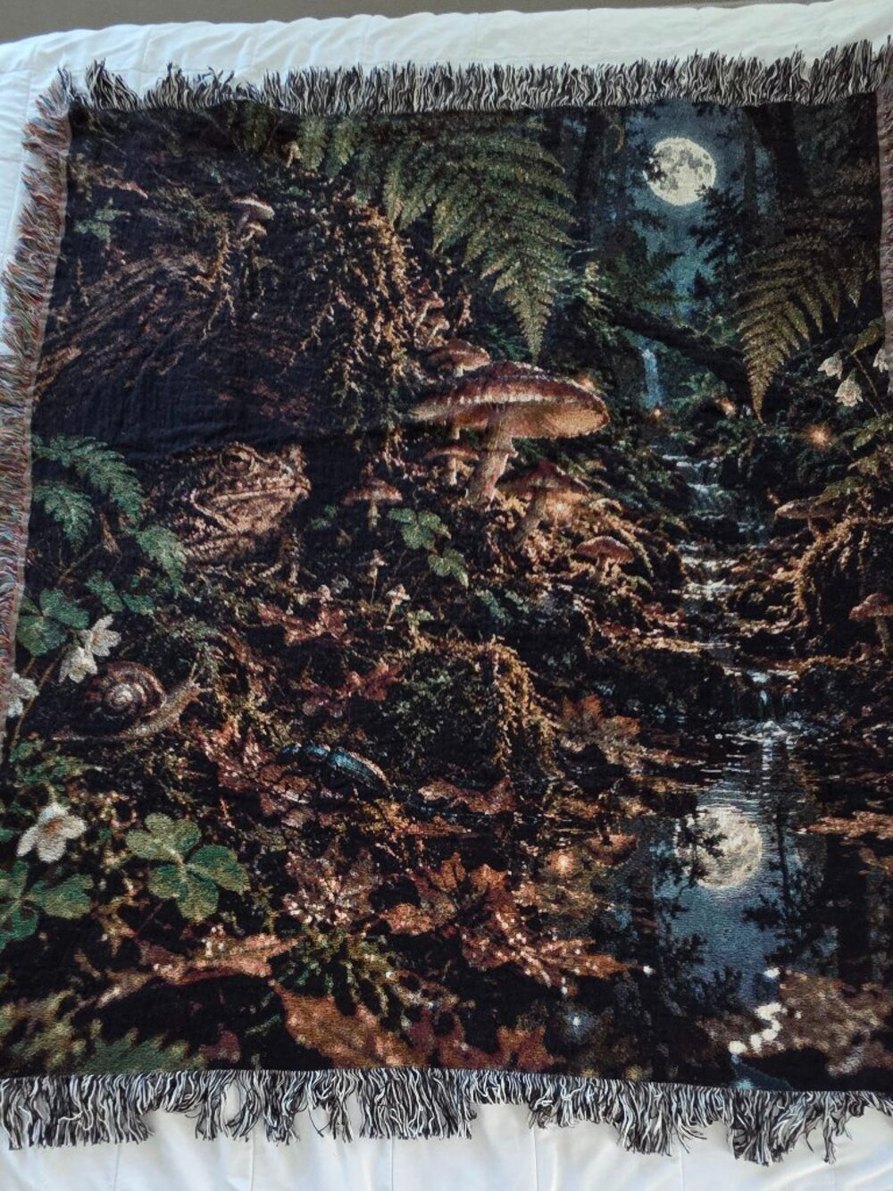 Moon & Timber Mushroom Woven Blanket 60x50 Goblincore Cottagecore Throw